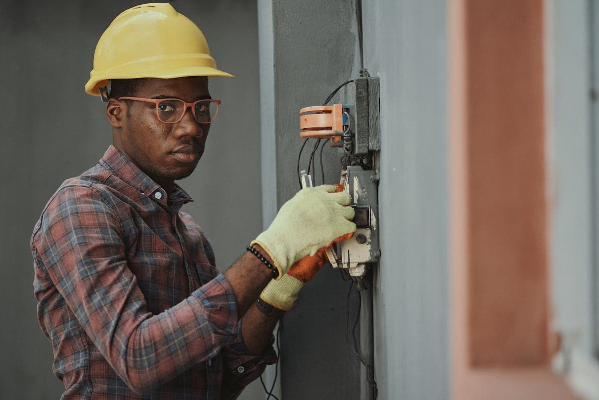 Contractor working on an electrical panel